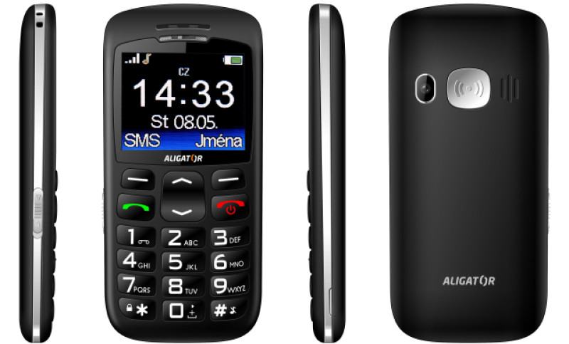 ALIGATOR A670 Senior černý + nabíjecí stojánek