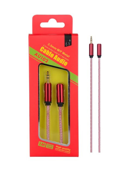 Audio kabel PLUS, 3,5mm jack, Male+Female, (AU102), červený