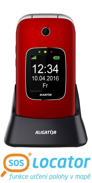 ALIGATOR V650 Senior červeno-stříbrný + nabíjecí stojánek