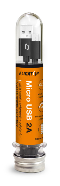 Datový kabel Aligator tuba 2A, micro USB černý