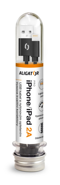 Datový kabel Aligator tuba 2A, iPhone lightning černý