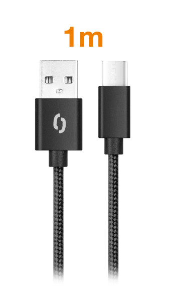Datový kabel ALIGATOR TUBA 2A, USB-C černý