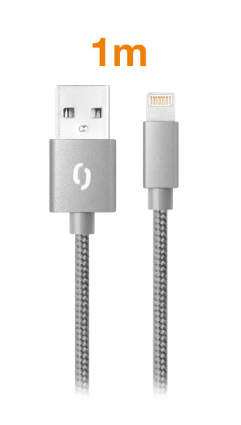 Datový kabel Aligator tuba 2A, iPhone lightning šedý