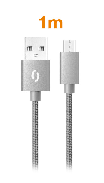 Datový kabel 2A, Micro USB - Aligator TUBA, šedý
