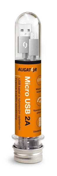 Datový kabel 2A, Micro USB - Aligator TUBA, šedý