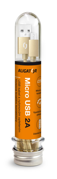 Datový kabel Aligator tuba 2A, micro USB zlatý