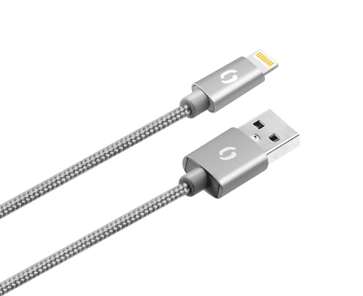 Datový kabel Aligator Premium 2A, lightning šedý