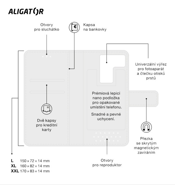 Pouzdro ALIGATOR UNIVERSE, velikost XXL (170*83), černá