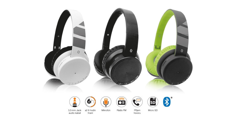 Bluetooth sluchátka ALIGATOR AH02, FM, SD karta, černo/zelená