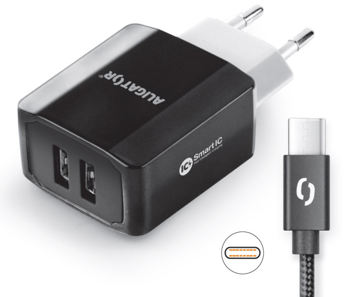 Nabíječka cd ali USB-C 2xUSB výstup, 3.4A, Smart ic, černá