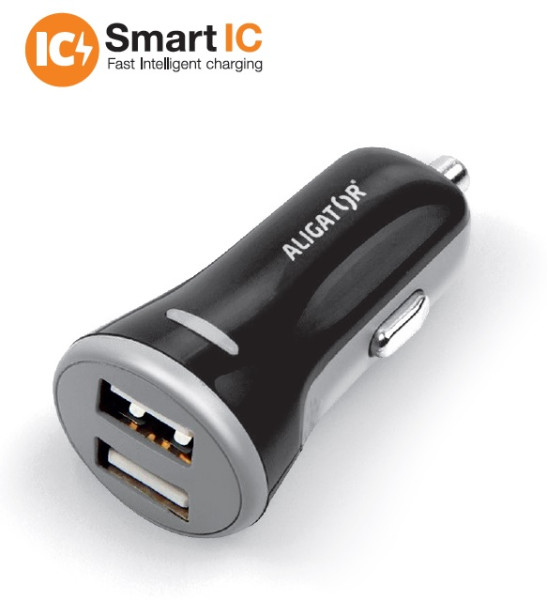 Nabíječka do auta Aligator , 2xUSB 3.4A, originální černá