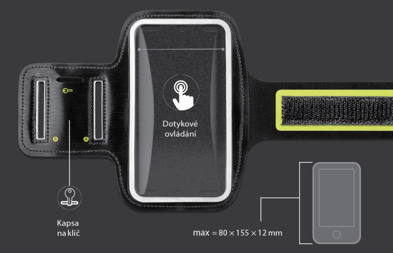 Sportovní pouzdro na mobil ALIGATOR Armband černo-žluté 5" - 6,3"
