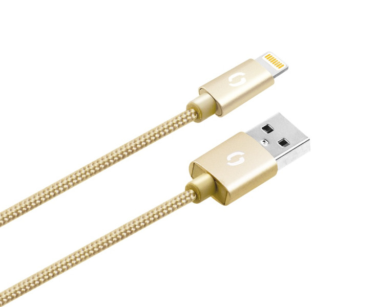 Datový kabel Aligator Premium 2A, lightning 2m zlatý