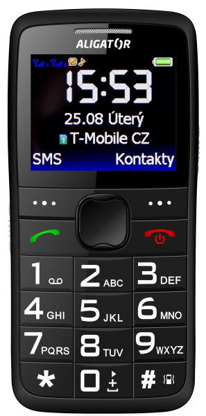 ALIGATOR A675 Senior černý + nabíjecí stojánek