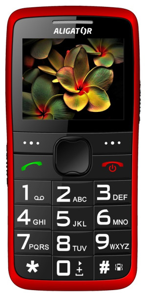 Telefon pro seniory Aligator A675 Senior, červený, s nabíjecím stojánkem
