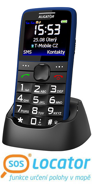 ALIGATOR A675 Senior modrý + nabíjecí stojánek
