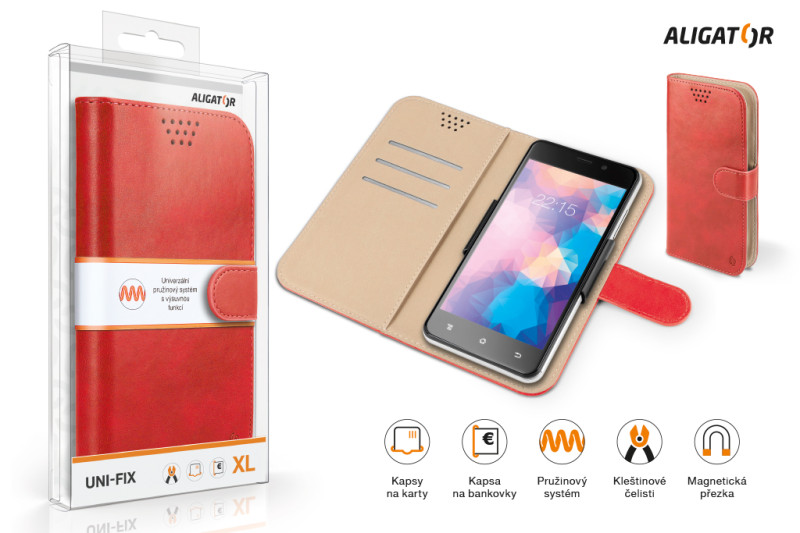 Pouzdro ALIGATOR UNI-FIX, velikost XL (160*82), červená