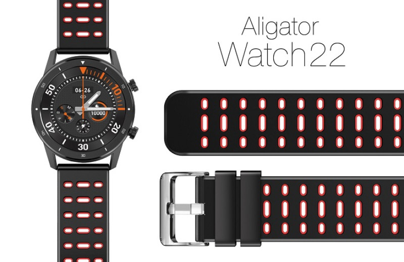 Řemínek silikonový duální Aligator 22mm, červený