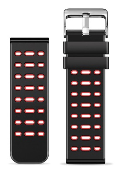 Řemínek silikonový duální Aligator 22mm, červený