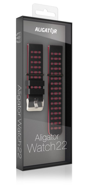 Řemínek silikonový duální Aligator 22mm, červený