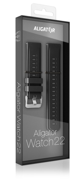 Řemínek silikonový ALIGATOR 22mm, černý