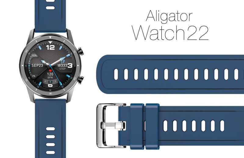Řemínek silikonový ALIGATOR 22mm, modrý