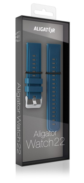 Řemínek silikonový ALIGATOR 22mm, modrý