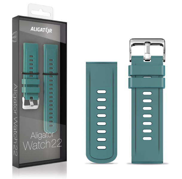 Řemínek silikonový ALIGATOR 22mm, zelený
