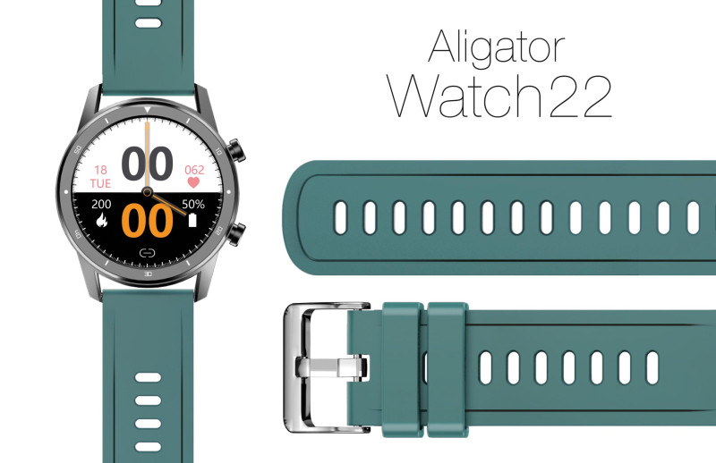 Řemínek silikonový ALIGATOR 22mm, zelený
