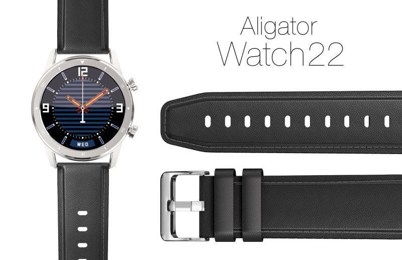 Řemínek ze syntetické kůže ALIGATOR 22mm, černý
