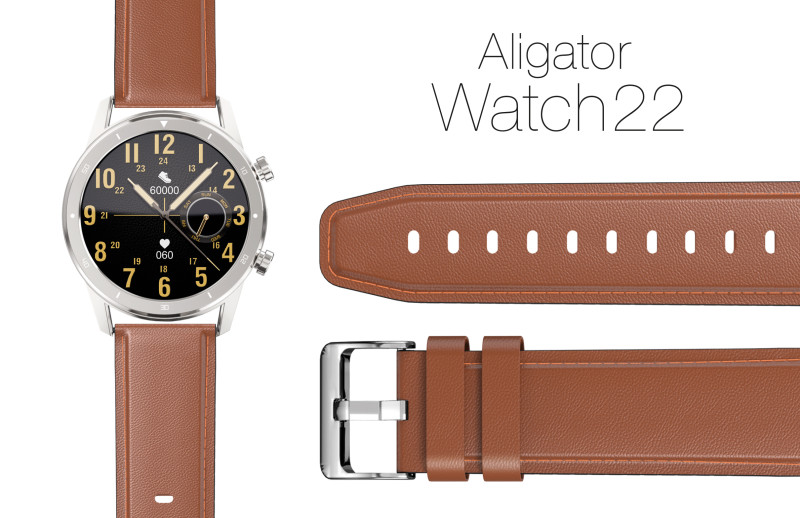 Řemínek ze syntetické kůže ALIGATOR 22mm, hnědý