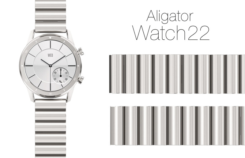 Řemínek kovový ALIGATOR 22mm, stříbrný