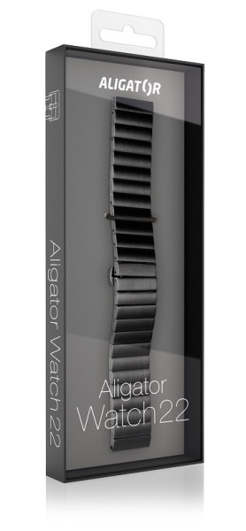 Řemínek kovový Aligator 22mm, černý