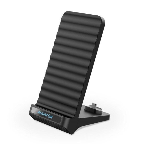 Bezdrátový QI stojánek s USB-C konektorem, 15W, černý