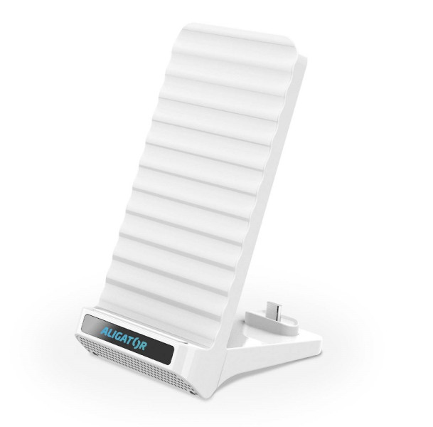 Bezdrátový QI stojánek s USB-C konektorem, 15W, bílý