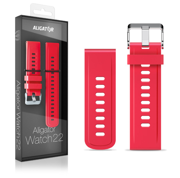 Řemínek silikonový ALIGATOR 22mm, červený