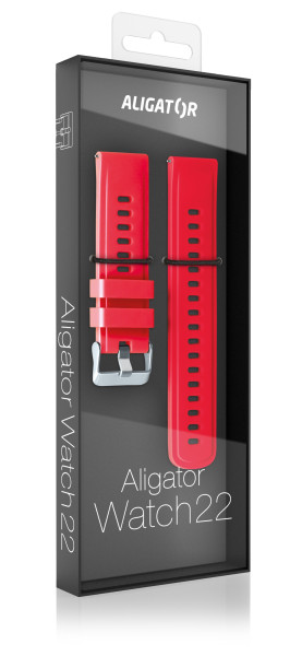 Řemínek silikonový Aligator 22mm, červený