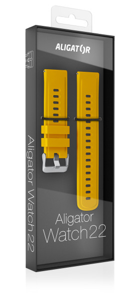 Řemínek silikonový ALIGATOR 22mm, hořčicově žlutý