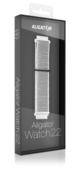 Řemínek nylonový ALIGATOR 22mm, bílý