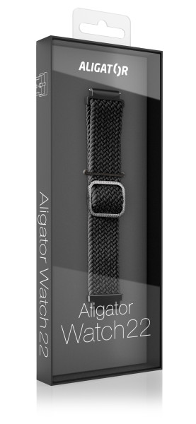 Řemínek textilní Aligator 22mm, černý