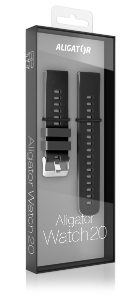 Řemínek silikonový ALIGATOR 20mm, černý