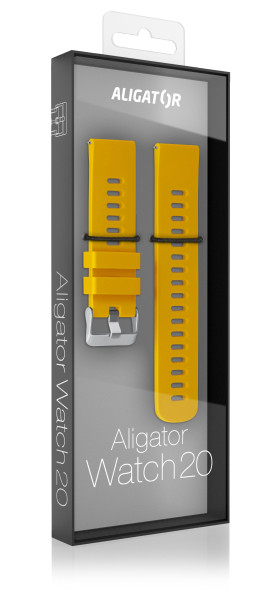 Řemínek silikonový ALIGATOR 20mm, hořčicově žlutý