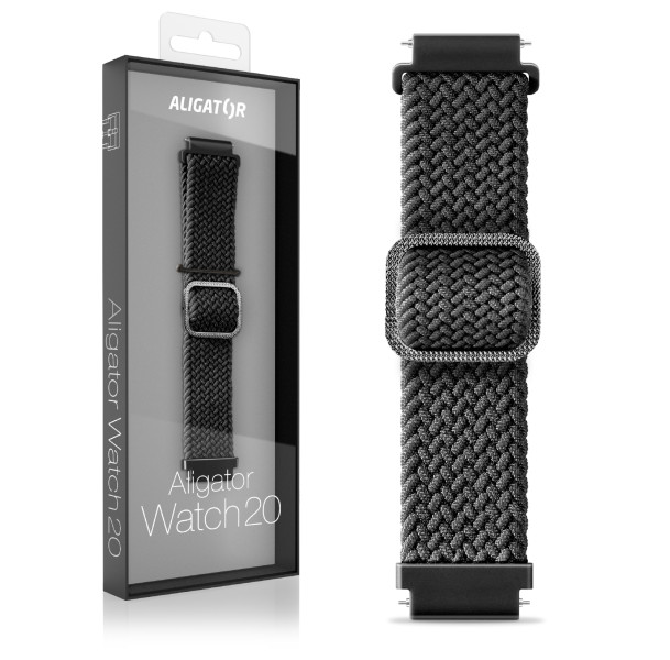 Řemínek textilní ALIGATOR 20mm, černý