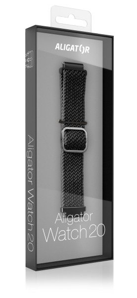 Řemínek textilní ALIGATOR 20mm, černý