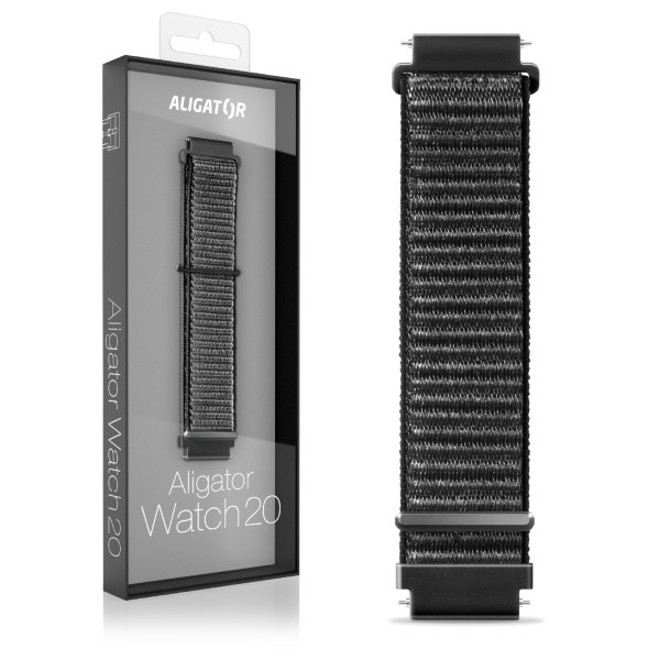 Řemínek nylonový ALIGATOR 20mm, černý