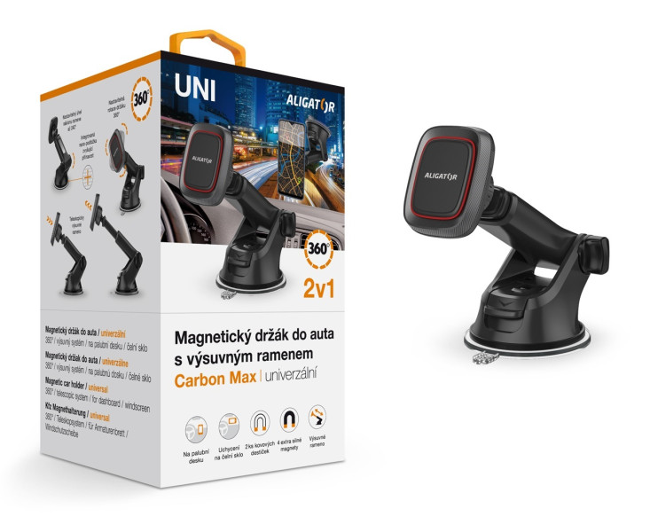 Magnetický držák do auta HA17 Aligator Carbon Max, univerzální