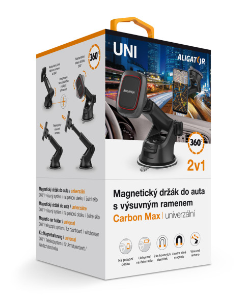 Magnetický držák do auta HA17 Aligator Carbon Max, univerzální