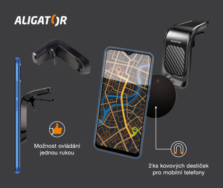 Magnetický držák do auta HA15 Aligator Carbon, univerzální