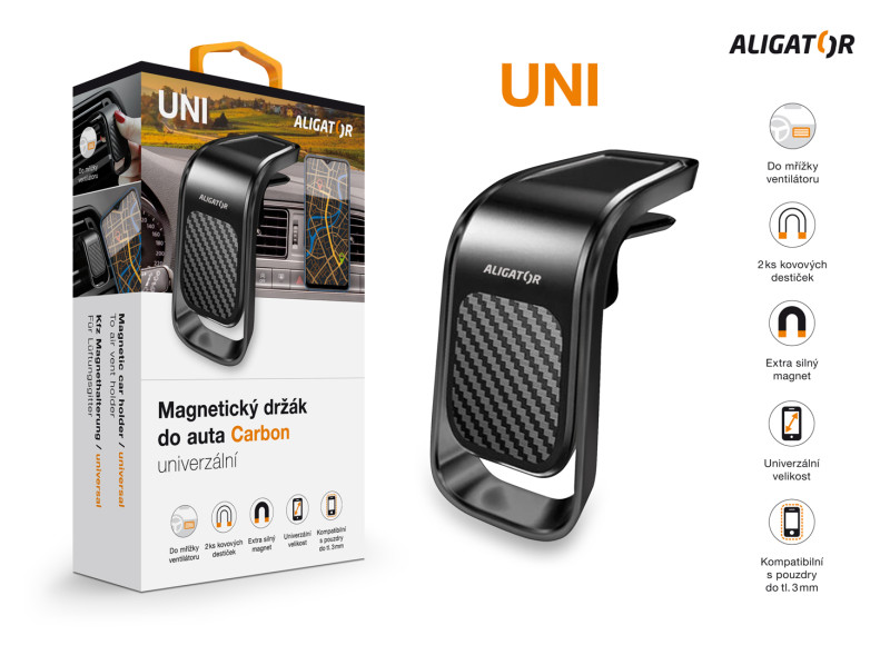 Magnetický držák do auta HA15 Aligator Carbon, univerzální