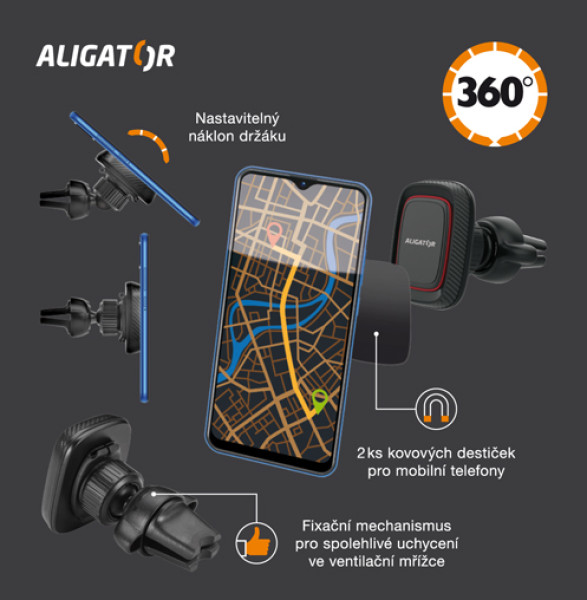 Magnetický držák do auta HA16 Aligator Carbon profi, univerzální